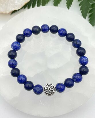Bracelet en pierres naturelles lapis lazuli coeurs mêlés