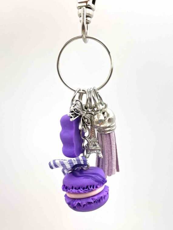 Porte-clé violet macaron nounours