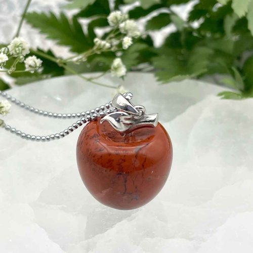 Collier en pierres naturelles pomme jaspe rouge